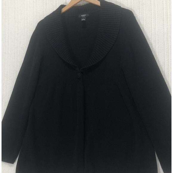 Alfani Woman 3X Black Knit Cardigan Sweater Shawl Collar Single‎ Button - Picture 1 of 7